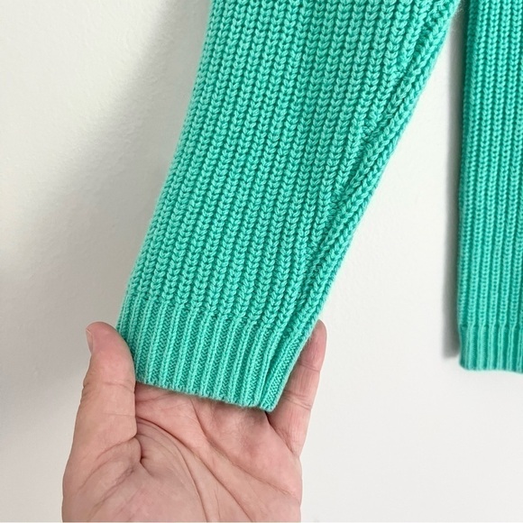 NWT Talbots Lambs Wool Cable Knit High Neck Sweater Teal Blue Green Small Petite - Picture 7 of 8